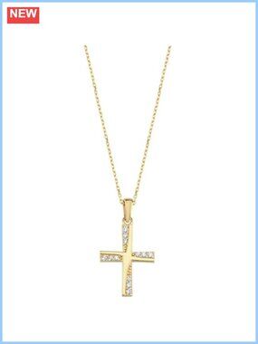 14K Gold Plated Floral Cross Pendant Necklace Cable Chain 18 in